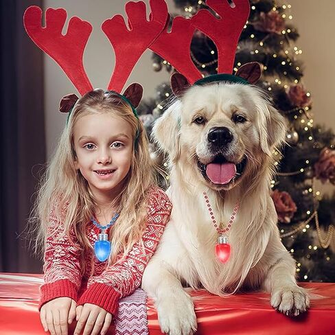 DAVAXI 6 Pcs Light Up Christmas Necklaces LED Christmas Necklace Xmas Glitter Light Bulbs Choker Necklace Christmas Bulb Necklace Light Party Favors Flashing Christmas Accessories Xmas Party Favors in Kuwait