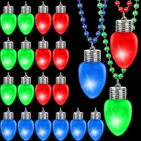DAVAXI 6 Pcs Light Up Christmas Necklaces LED Christmas Necklace Xmas Glitter Light Bulbs Choker Necklace Christmas Bulb Necklace Light Party Favors Flashing Christmas Accessories Xmas Party Favors in Kuwait