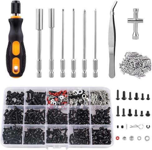 HobbyPark 620pcs RC Screw Kit Screws Assortment Set Hardware RC Repair Tools Kit RC Screwdrivers Hex Drivers for 1/8 1/10 1/12 1/16 Scale RC Car Truck Crawler Buggy Drift Touring in Saudi Arabia