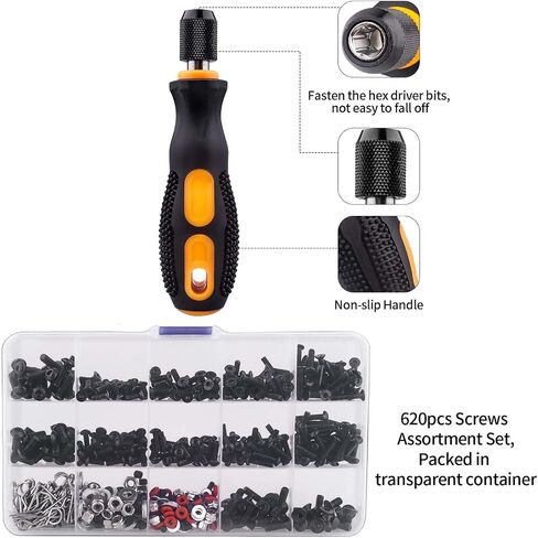 HobbyPark 620pcs RC Screw Kit Screws Assortment Set Hardware RC Repair Tools Kit RC Screwdrivers Hex Drivers for 1/8 1/10 1/12 1/16 Scale RC Car Truck Crawler Buggy Drift Touring in Saudi Arabia