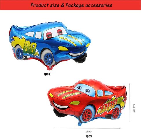 93 قطعة من زينة حفلات عيد الميلاد بطابع السيارة لـ 10 ضيوف للاطفال، مفرش طاولة لحفلات الاطفال، لافتة عيد ميلاد سعيد، زينة علوية للكعك، اعواد تزيين الكب كيك، بالونات من الفويل، اطباق 7 انش، اطباق 9 انش in Kuwait