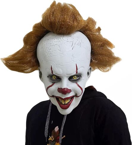 Bygytyo Halloween Scary Cosplay Clown Joker Mask Party Costume Decorations Huanted House Decoration Props Creepy Latex Mask in Kuwait