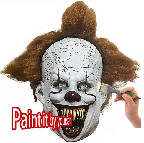 Bygytyo Halloween Scary Cosplay Clown Joker Mask Party Costume Decorations Huanted House Decoration Props Creepy Latex Mask in Kuwait