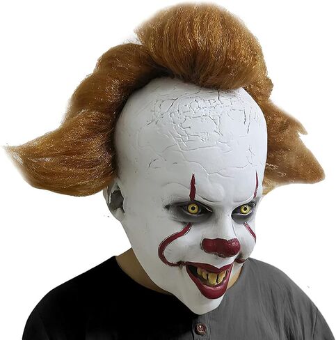 Bygytyo Halloween Scary Cosplay Clown Joker Mask Party Costume Decorations Huanted House Decoration Props Creepy Latex Mask in Kuwait