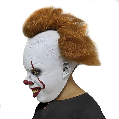 Bygytyo Halloween Scary Cosplay Clown Joker Mask Party Costume Decorations Huanted House Decoration Props Creepy Latex Mask in Kuwait
