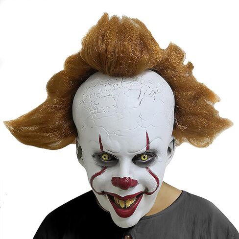 Bygytyo Halloween Scary Cosplay Clown Joker Mask Party Costume Decorations Huanted House Decoration Props Creepy Latex Mask in Kuwait