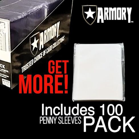 ARMORY 100 حزمة من أدوات التحميل العلوية غير الملحومة لبطاقات التداول القابلة للتحصيل مع طبقة قابلة للتقشير + 100 حزمة من الأكمام الصغيرة + أداة توسيط مجانية للبطاقة! | محمل علوي آمن للأشعة فوق البنفسجية مقاس 3x4 بوصة | توبس بوكيمون MTG Kpop in Kuwait