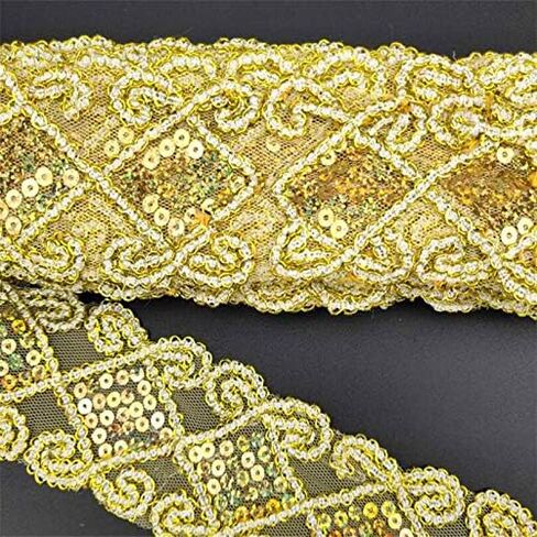 سوبيير 10 ياردات من الدانتيل الشبكي اللامع للتشذيب والترتر، شريط قماش التول المضفر للخياطة والحرف اليدوية للملابس والستائر والطاولة والرقص اللاتيني والتنانير، اكسسوارات ذاتية الصنع، عرض 5 سم in Kuwait