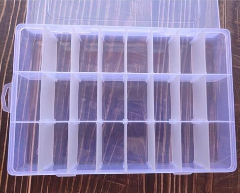 صندوق تخزين بلاستيكي شفاف مع فواصل قابلة للتعديل، حامل منظم مجوهرات شفاف محمول مع غطاء للحرف اليدوية والاظافر وخطافات صيد الادوية، 24 قطعة in Kuwait