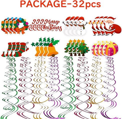 زينة عيد الميلاد 32 جهاز كمبيوتر شخصى - زينة عيد الميلاد المعلقة دوامة زينة شجرة عيد الميلاد جدار الباب سقف اللافتات زينة رجل ثلج عيد الميلاد حفلة عيد ميلاد عطلة ديكور المنزل الداخلي in Kuwait