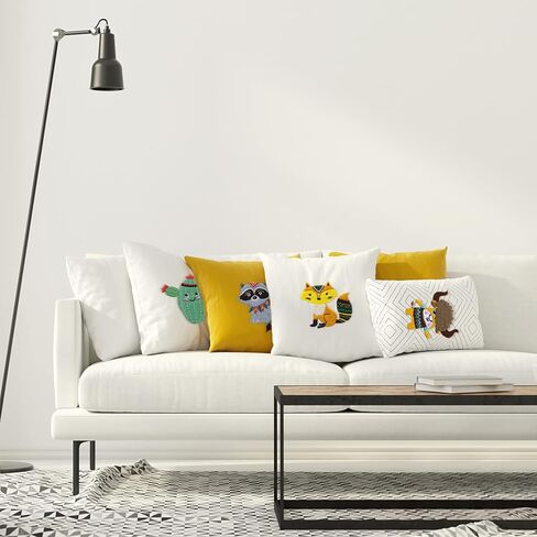 Locisne 4 Set Embroidery Stitching Kits, 6 Inch Animal Embroidery Pattern Beginner Embroidery Kit, Embroidery Materials All Contain, Craft Sewing Gifts for Children Aged 7-13 in Kuwait