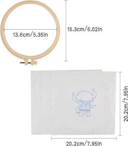 Locisne 4 Set Embroidery Stitching Kits, 6 Inch Animal Embroidery Pattern Beginner Embroidery Kit, Embroidery Materials All Contain, Craft Sewing Gifts for Children Aged 7-13 in Kuwait