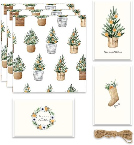 Holiday Gift Wrapping Paper Set - Premium Christmas Wrapping Paper, Ideal for All Your Gifts - Wrapping Paper Kit for the Santa Season includes 3 Folded Sheets 30 x 20 in., 3 Coordinating Gift Cards, and Matching Ribbon for Xmas Gifts (Blue Space) in Kuwait