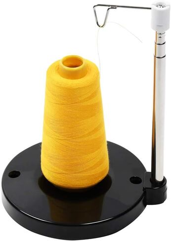 ThreadNanny Adjustable Thread Spool Holder - Adjustable Height Universal Single Cone Thread Stand for Sewing Machine - Heavy Base Embroidery Quilting Serger Sewing Thread Holder (Black) in Saudi Arabia