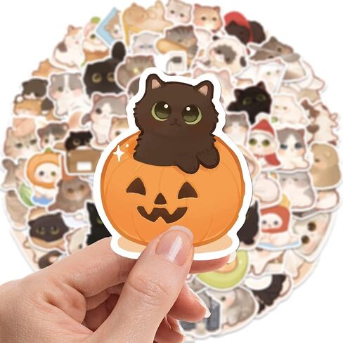 150 Pcs Cute Cat Stickers for Water Bottles| Gift for Kids Teen Birthday Party| Kawaii Stickers Pack|Waterproof Stickers for Water Bottles,Laptop,Phone,Skateboard,Bicycle in Saudi Arabia