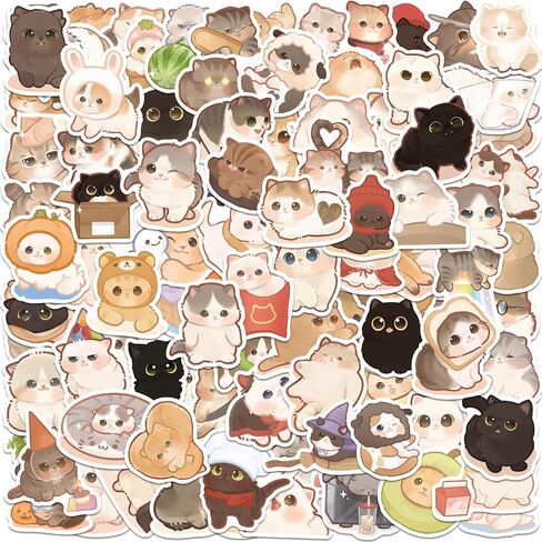 150 Pcs Cute Cat Stickers for Water Bottles| Gift for Kids Teen Birthday Party| Kawaii Stickers Pack|Waterproof Stickers for Water Bottles,Laptop,Phone,Skateboard,Bicycle in Saudi Arabia