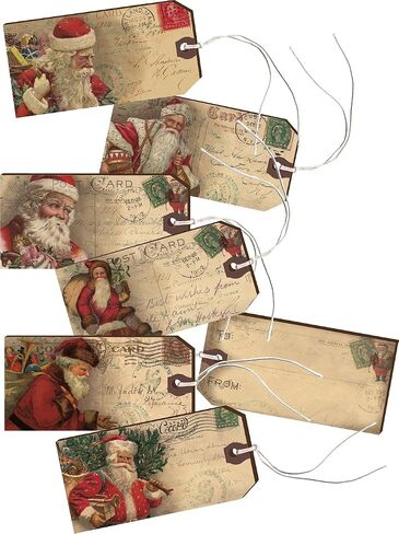 بطاقات هدايا تزيينية ورقية من Primitives من Kathy Vintage Santa مقاس 12.7 سم × 6.35 سم in Saudi Arabia