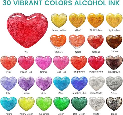 حبر كحول راتنجات لراتنجات الإيبوكسي - 30 لونًا حبر قائم على الكحول عالي التركيز، صبغة طلاء راتنجات الإيبوكسي لطبق بيتري الراتنج، كوستر، طلاء، كوب بهلوان، صناعة المجوهرات (10 مل لكل منها) in Kuwait