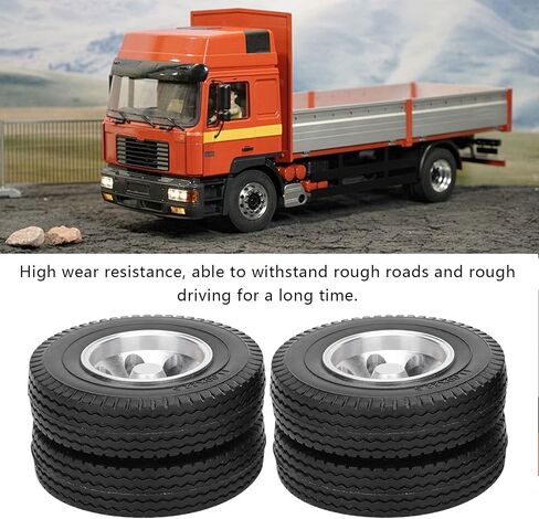 Dilwe 2 Pieces RC Trailer Rear Wheel Tires for Trucks and 1/14 Tractor Unit RC Climber Trailer Parts in Saudi Arabia