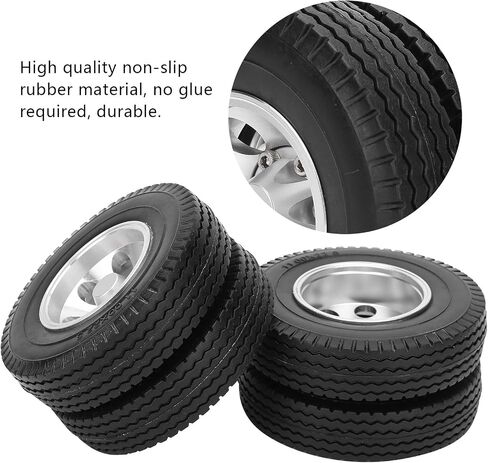 Dilwe 2 Pieces RC Trailer Rear Wheel Tires for Trucks and 1/14 Tractor Unit RC Climber Trailer Parts in Saudi Arabia