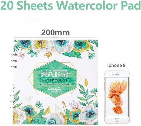 Watercolor Art Paper Pad, Heavyweight 20 Sheets 140lb/300gsm, Spiral Bound Acid Free Cold Pressed Paper, Large Painting & Drawing Sketchbook, Art Supplies for Wet, Dry & Mixed Media in Saudi Arabia