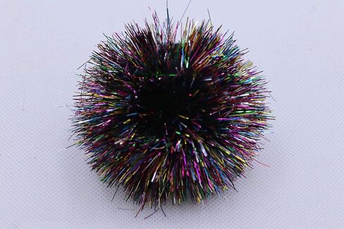 YYCRAFT 15pcs Jumbo Glitter Tinsel Pom Poms Sparkle Balls for DIY Craft,Cat Toys(2 Inch,Rainbow Black) in Saudi Arabia