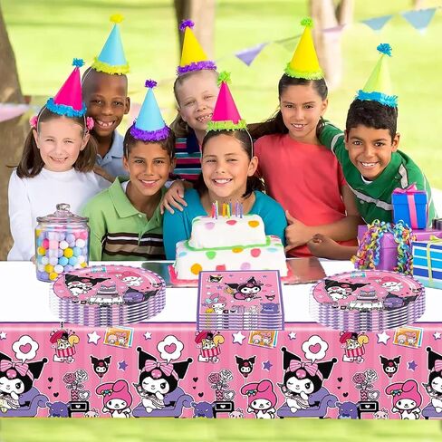 DIGBYS 41Pack Kuromis birthday Party Supplies include 20 plates, 20 napkins 1 Tablecloth for the Kuromis party decoration in Saudi Arabia