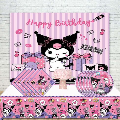DIGBYS 41Pack Kuromis birthday Party Supplies include 20 plates, 20 napkins 1 Tablecloth for the Kuromis party decoration in Saudi Arabia