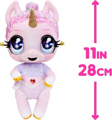 MGA Entertainment Glitter Babyz Jewels Daydreamer Unicorn Baby Doll with Magical Color Changes, Lavender Glitter Hair, “Magic" Outfit, Diaper, Shampoo Bottle, Pacifier Accessories Gift, Ages 3 4 5+ in Saudi Arabia