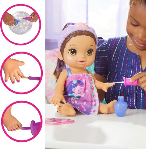 Baby Alive Glam Spa Baby Doll, Mermaid, Makeup Toy for Kids 3 and Up, Color Reveal Mani-Pedi and Makeup, 12.6-Inch Waterplay Doll, Brown Hair in Saudi Arabia