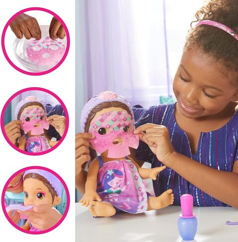 Baby Alive Glam Spa Baby Doll, Mermaid, Makeup Toy for Kids 3 and Up, Color Reveal Mani-Pedi and Makeup, 12.6-Inch Waterplay Doll, Brown Hair in Saudi Arabia