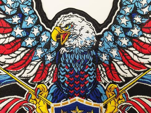 nuttui in God We Trust American Eagle Patriotic Large Embroidered Motorcycle Jacket & Biker Vest Back Patch in Kuwait