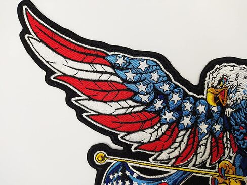 nuttui in God We Trust American Eagle Patriotic Large Embroidered Motorcycle Jacket & Biker Vest Back Patch in Kuwait