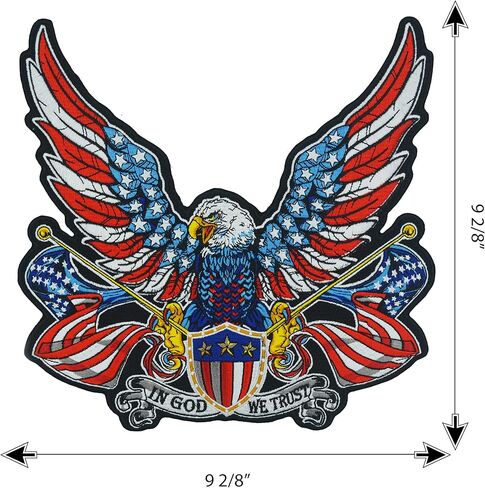nuttui in God We Trust American Eagle Patriotic Large Embroidered Motorcycle Jacket & Biker Vest Back Patch in Kuwait