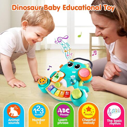 Baby Toys 6-12 Months Dinosaur Piano Music Light Up Toys for 1 Year Old Boys Girls Infant Toys for 7 8 9 10 12 18 Months Early Learning Interactive Piano Keyboard Toys 1 Year Old Xmas Birthday Gift in Saudi Arabia