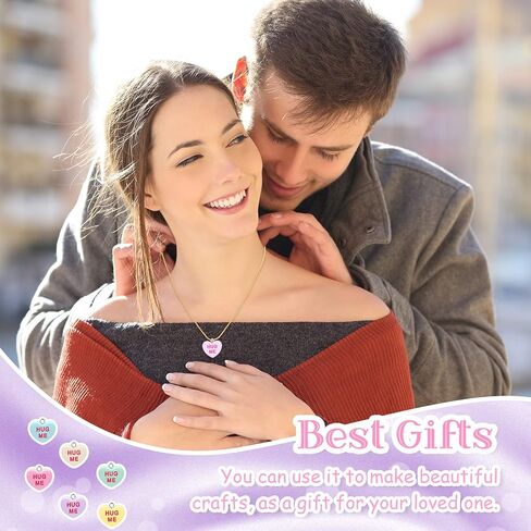 48 Pcs Valentine Heart Charm Resin Heart Charm Pendant Pastel Flat Key Chain Charm Dangle Pendant Craft Supply for Jewelry Making, 0.75 x 0.63 Inch in Saudi Arabia