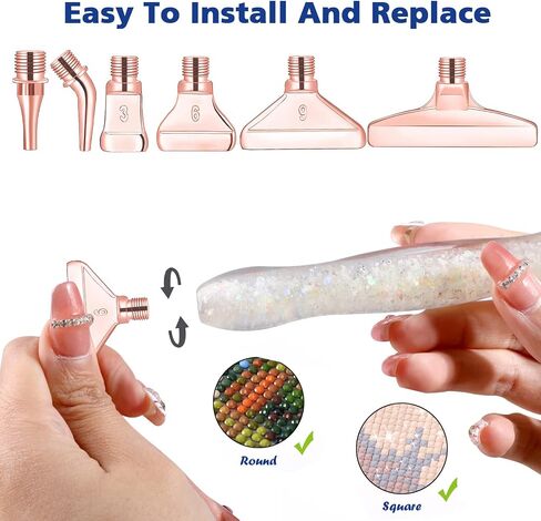 Diamond Painting Pen with Screw Thread Tips,1PCS Diamond Art Pen and 3 PCS Rose Gold Stainless Steel Metal Tips,Diamond Painting Tools for DIY Diamond Art in Kuwait