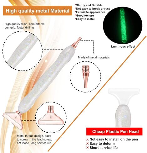 Diamond Painting Pen with Screw Thread Tips,1PCS Diamond Art Pen and 3 PCS Rose Gold Stainless Steel Metal Tips,Diamond Painting Tools for DIY Diamond Art in Kuwait