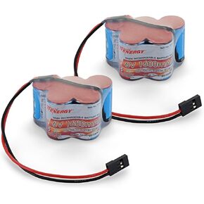 Tenergy 2 Pack 6V 1600mAh Rechargeable Side by Side Hump Battery Pack, NiMH Receiver Battery Pack with Hitec Connector for RC Trucks, RC Cars, and RC Hobby Electronics in Kuwait