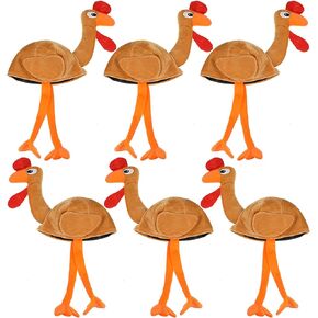 SATINIOR 6 Pieces Turkey Thanksgiving Hats Christmas Plush Turkey trot Hat Holiday party supply for kids Women and Man