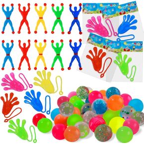 50 Pack Sticky Hands Party Favors, 4 Types Goodie Bag Stuffers, Birthday party gift, Teacher Treasure Box Prizes, Classroom Rewards, Piñata Fillers, Bulk Party Favors Gift for Boys Girls…