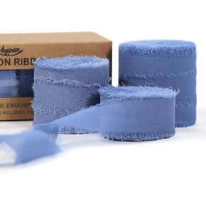 Keypan شريط شيفون حرير عاجي 1 بوصة 1.5 بوصة 2 بوصة × 7 ياردة مجموعة شرائط زفاف مصنوعة يدويًا لتغليف الهدايا باقة زهور الزفاف استحمام الطفل in Kuwait