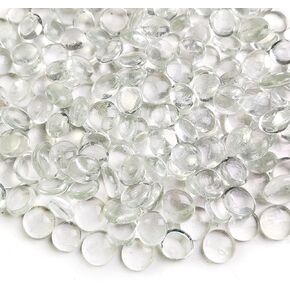 5 LB Flat Glass Marbles Gems Fire Glass for Fire Pit,Crafts,Table Scatters,Vase Fillers,Aquarium,Fish Tank Pebbles,Candle Holder Decor,Red,Blue and White Mix,Approx 450-500 PCS in Kuwait