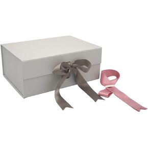 PAPER GENIUS Luxury Gift Box | 13x9x4.5 inches-with 2 Satin Ribbons| Gift Boxes with Lids for Christmas - Gift boxes with Ribbons for wedding and Thanksgiving (Dusty Rose Large)