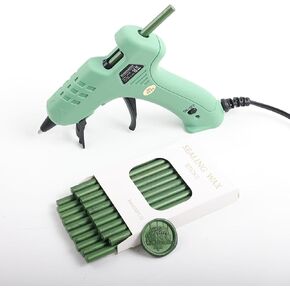 Green Sealing Wax Sticks add Glue Wax Gun, Hot Melting Glue Gun for Mini Size Green Wax Seal Sticks Low Tempreture Great Tool for DIY Wax Seals Wxa Seal Stamp (Green Sticks & Wax Gun) in Kuwait