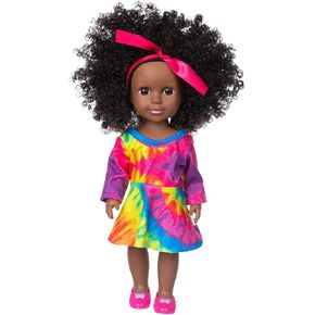 ZQDOLL Black Baby Doll 14.5 inch African Girl Doll and Clothes Set Soft Silicone Doll Best Gift for Kids in Kuwait