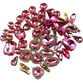 Heyiwell Sew On Rhinestones 50PC Mix Shapes Flatback Sew On Glass Rhinestone Sewing Gold Claw Crystal Rhinestone for Bridal Wedding Dress Decor,Bags, Shoes,DIY Crafts, AB Color in Saudi Arabia