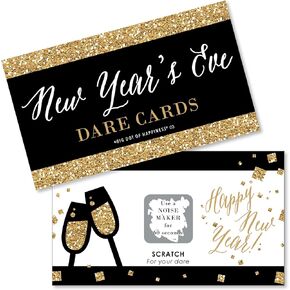 Big Dot of Happiness Disco New Year - Groovy NYE Party Game Scratch Off Dare Cards - 22 Count
