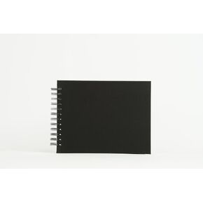 Handmade Linen Cover Coil-Bound Scrapbook Album - 50 Pages, 6x8 inch White Inner Pages for DIY Sketching, Painting, and Memory Keeping (Black)