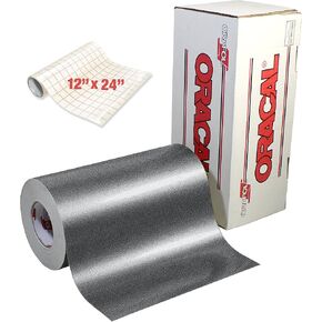 ORACAL Metallic Sparkle Premium Adhesive Craft Caste Vinyl 12 Inches x 24 Inches for Cameo, Cricut & Silhouette Including 12 in x 24 in Clear Transfer Paper (Black Metallic Sparkle) in Saudi Arabia